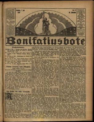 Erste Ausgabe vom Sonntag, den 07. Juli 1929.