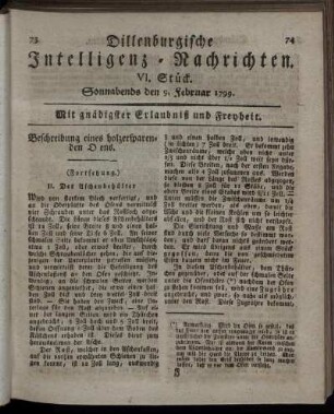 VI. Stück. Sonnabends den 9. Februar 1799.