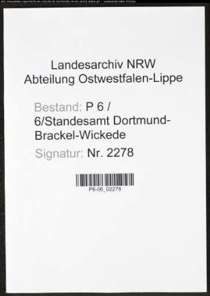 Heiratsregister Standesamt Dortmund-Brackel-Wickede(XVII)