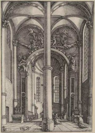 Innenansicht der Katherinenkirche in Augsburg (mit der Parabel vom Pharisäer und dem Zöllner)