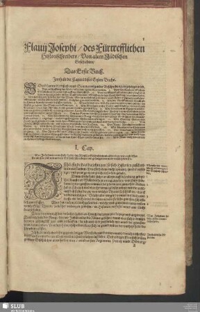 Flauij Josephi, des Fürtrefflichen Historischreibers, Von alten Jüdischen Geschichten