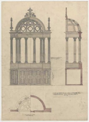 Thiersch, Friedrich von; Aschaffenburg; Kapuzinerkirche, Erweiterung - Hochaltar (Ansichten, Detail)