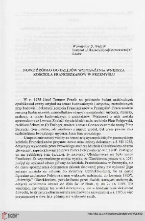 3: Nowe źródło do dziejów wyposażenia wnętrza kościoła Franciszkanów w Przemyślu