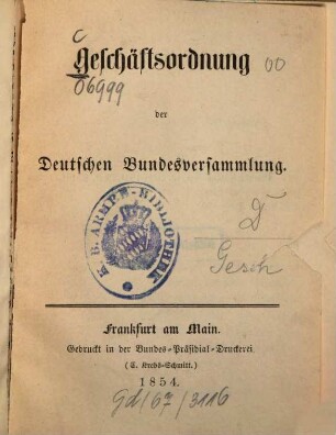 Geschäftsordnung der deutschen Bundesversammlung