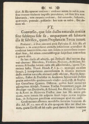 VI. Conversio, quae solo ductu naturalis notitiae fine subsequa fide fit, nequaquam est ...
