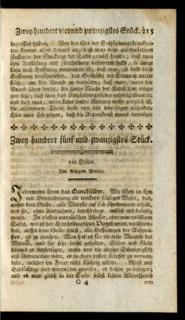 Zwey hundert fünf und zwanzigstes Stück