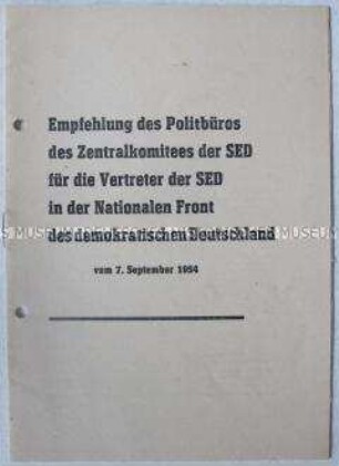 Sonderdruck der SED zur Vorbereitung der Volkskammerwahlen 1954