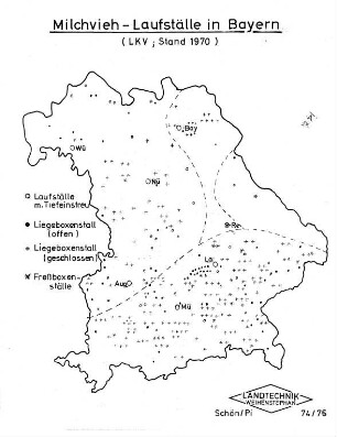 Milchvieh-Laufställe in Bayern (LKV;Stand 1970)