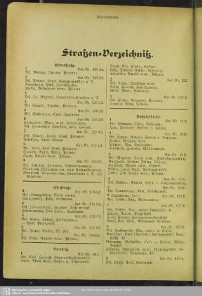 Häuserbuch : Straßen-Verzeichniß