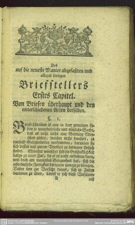 Erstes Capitel. Von Briefen überhaupt und den unterschiedenen Arten derselben