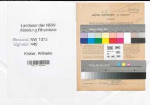 Entnazifizierung Wilhelm Kisker , geb. 17.10.1902 (Drogist)