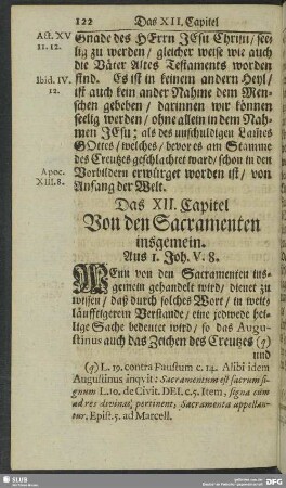 Das XII. Capitel Von den Sacramenten insgemein. Aus I. Joh. V. 8.
