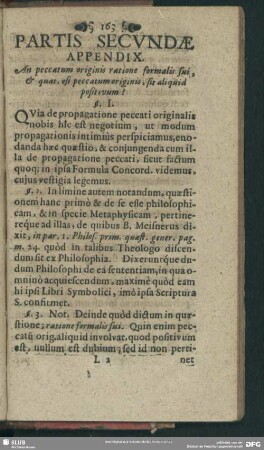 Partis Secundae Appendix