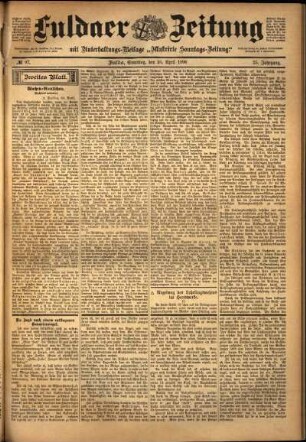 Zweite Ausgabe vom Samstag, den 30. April 1898.