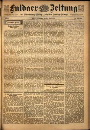 Zweite Ausgabe vom Samstag, den 30. April 1898.