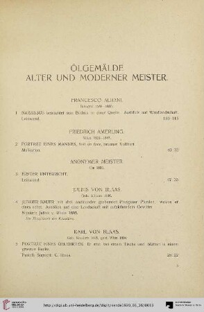 Ölgemälde alter und moderner Meister (Nr. 1-156)