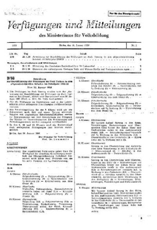 Anweisung zur Durchführung im Fach Turnen in den allgemeinbildenden Schulen im Schuljahr 1958/59 : 3/59 vom 20. Januar 1959