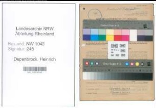 Entnazifizierung Heinrich Depenbrock , geb. 17.09.1891 (Milchkontrollassistent)