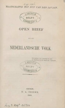 Open brief aan het Nederlandsche volk