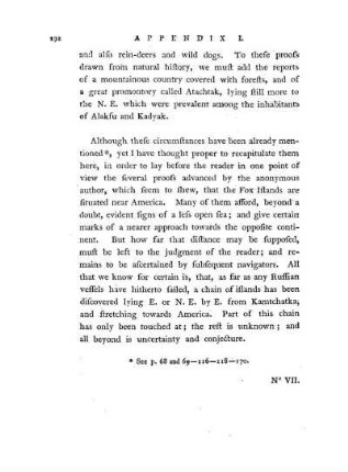 No. VI. Conjectures concerning the proximity of the Fox Islands to the continent of America