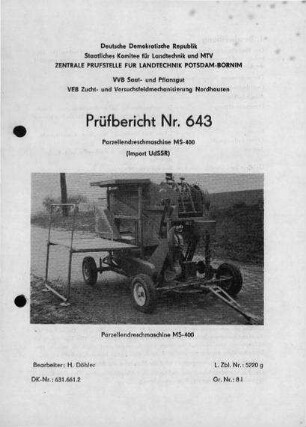 Parzellendreschmaschine MS-400