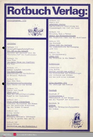 Programmvorschau Rotbuch Herbst 1974