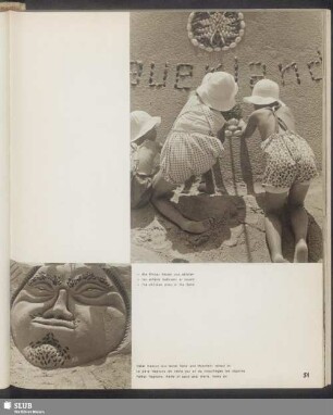 Vater Neptun aus lauter Sand und Muscheln schaut zu
