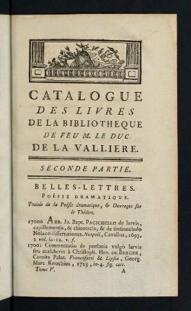 1-7, Traités de la Poésie dramatique, & Ouvrages sur le Théâtre