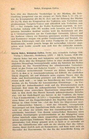 480-481 [Rezension] Buber, Martin, Königtum Gottes