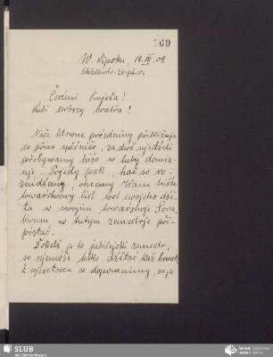 [list wot: towarstwo „Sorabicum“, 19.07.1909]