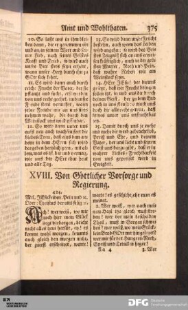 XVIII. Von Göttlicher Vorsorge und Regierung