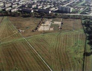 Luftaufnahme, Blick von Norden auf die GSW-Siedlung Düppel Süd. Berlin-Zehelndorf, Berlepschstraße