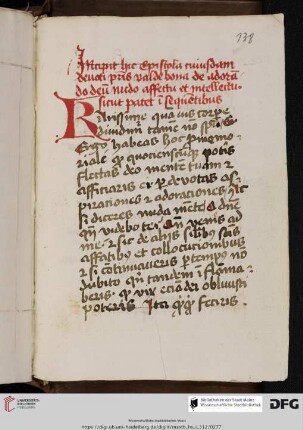 Henricus de Calcar, Epistola prima ad Conradum Winkel