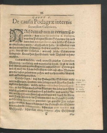 Caput V. De causis Podagrae internis secundum Galenicos.