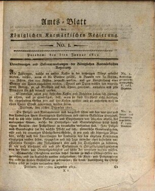 Amtsblatt der Königlichen Churmärkischen Regierung zu Potsdam. 1812