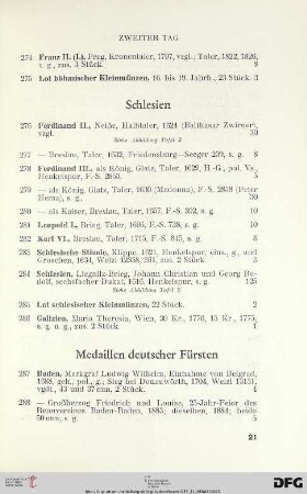 Medaillen deutscher Fürsten (Nr. 287-307)