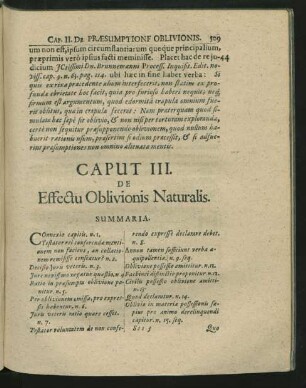 Caput III. De Effectu Oblivionis Naturalis.