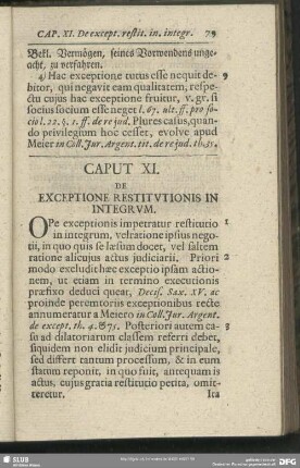 Caput XI. De Exceptione Restitutionis In Integrum