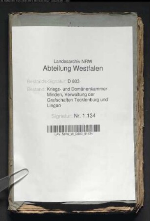 Reparatur des Vogteihauses zu Cappeln und Verkauf desselben (Belegung eines Domänenkapitals von den von Meyhers zu Velpe über 457 Rthlr.)