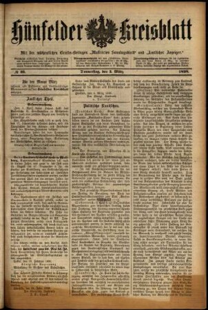 Ausgabe vom Donnerstag, den 03. März 1898.