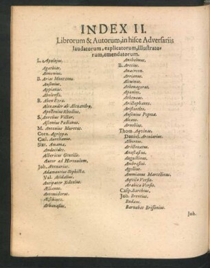 Index II.