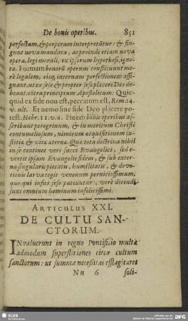 Articulus XXI. De Cultu Sanctorum