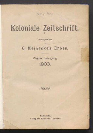 4.1903: Koloniale Zeitschrift : Zeitschrift des Deutsch-Nationalen Kolonialvereins