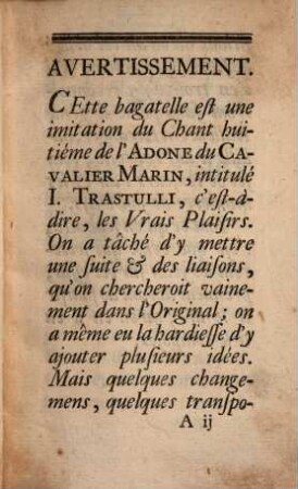 Les vrais Plaisirs ou les amours de Vénus et d'Adonis