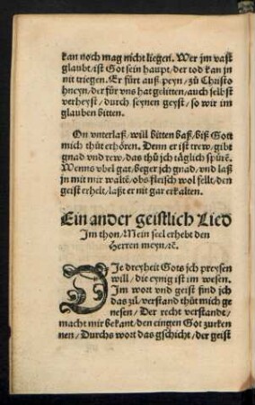Ein ander geistlich Lied Im thon/ Mein seel erhebt den Herren meyn/ etc.