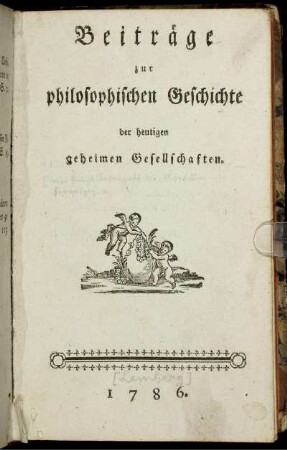 Beiträge zur philosophischen Geschichte der heutigen geheimen Gesellschaften