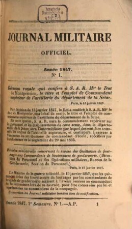 Journal militaire officiel. 1847,1