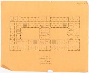 Heilanstalt: 2. Entwurf: Grundriss 1. und 2. OG