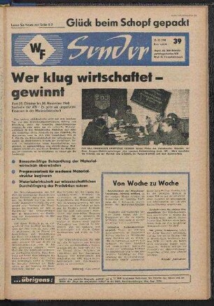Betriebszeitung 'WF-Sender', Nr.39/1968 (24. Oktober 1968)