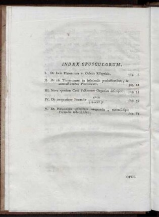 Index Opusculorum.